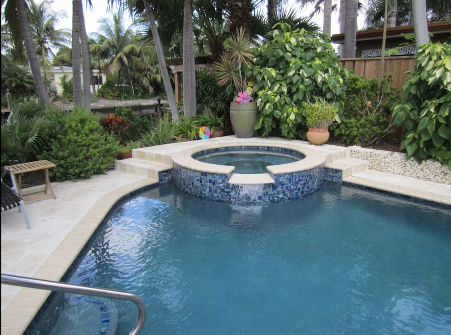 Perfect blend of privacy and views of the water from the heated pool