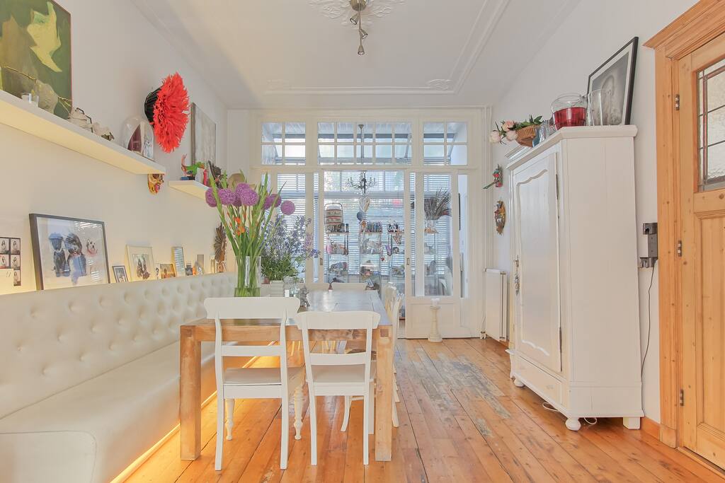 Dining area with huge family dining table