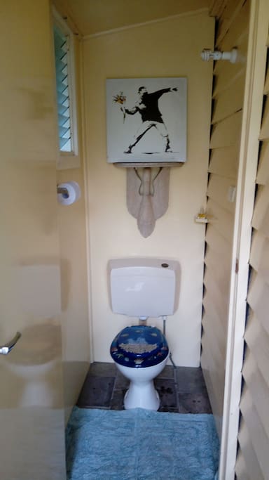 Your own private toilet is a short walk from your bedroom