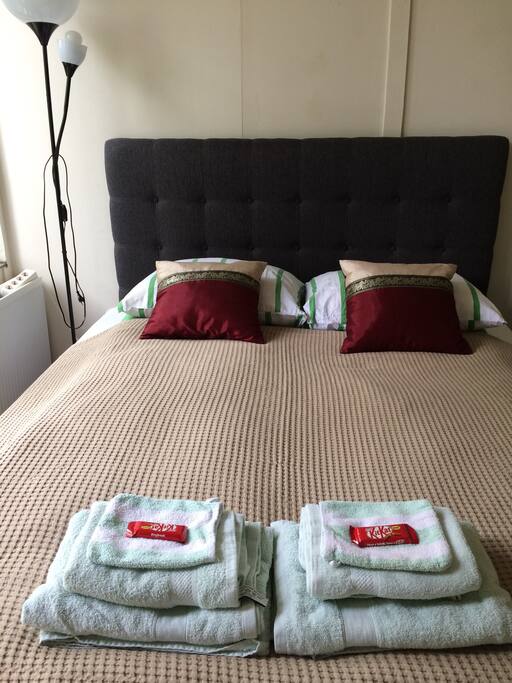 A comfortable queen-size box spring bed