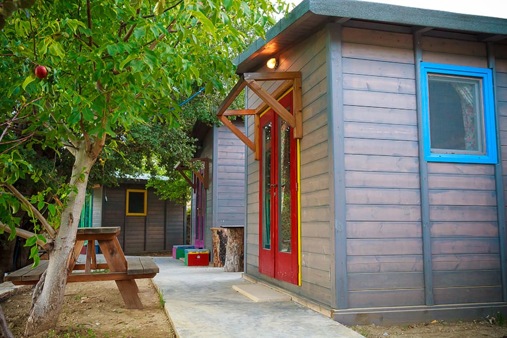 outside wooden bungalow