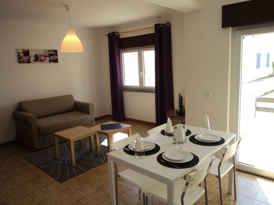 Sunny living and dining area