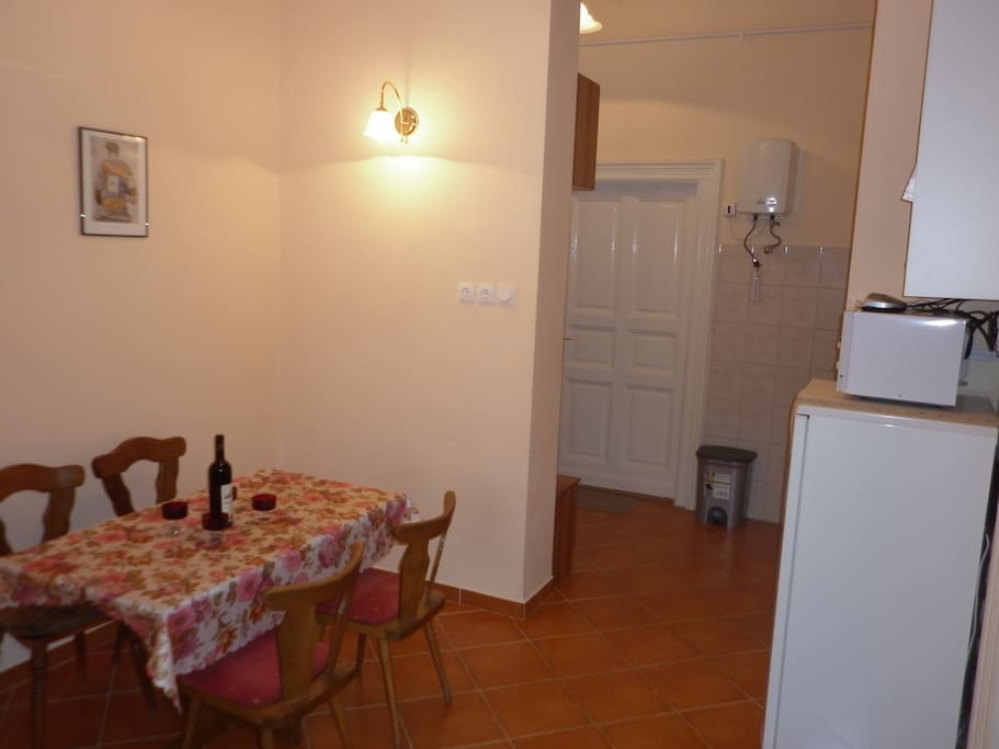 Dining room with the kitchen