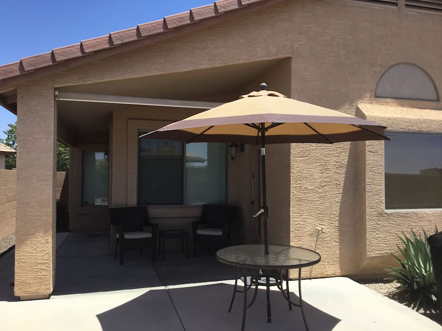 Relax and enjoy the covered patio.