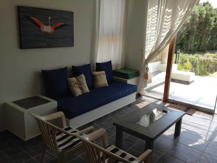 Living area in the beach suite's master bedroom