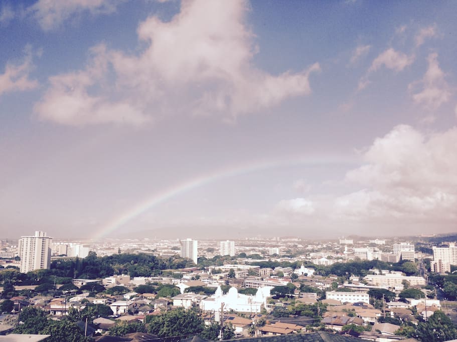 The rainbow and spectacular view from the house