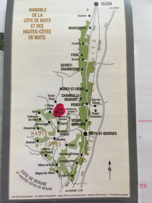 situé entre DIJON et BEAUNE au milieu des grands crus