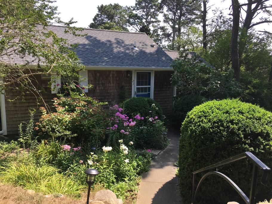 There is a cottage garden in the front on the house