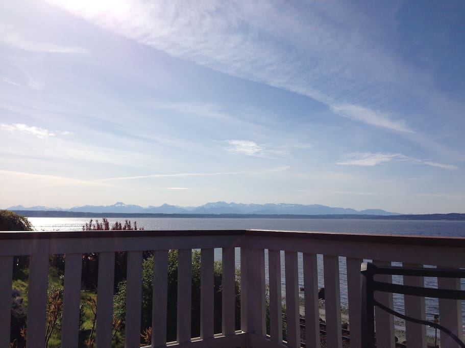 View of the Olympic Mountains from the back deck