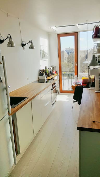 Kitchen with glass extension/balcony