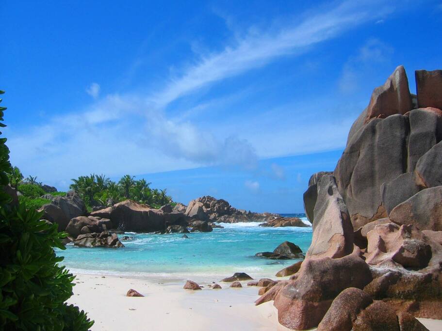 The famous beach of La Digue