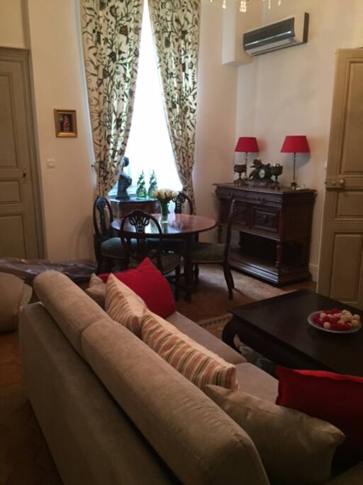 Separate dining area with window facing private garden