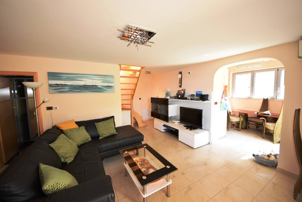 Living room and dining area