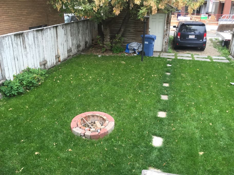 Backyard with fire pit