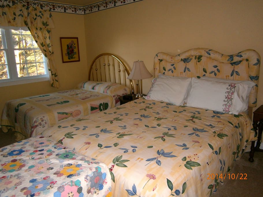 The Garden Room has a queen and a double bed. $100 per night