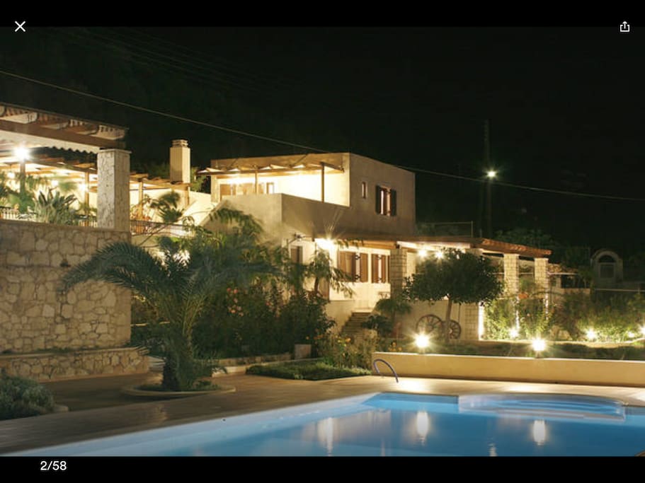 Night View of the Villa and the pool