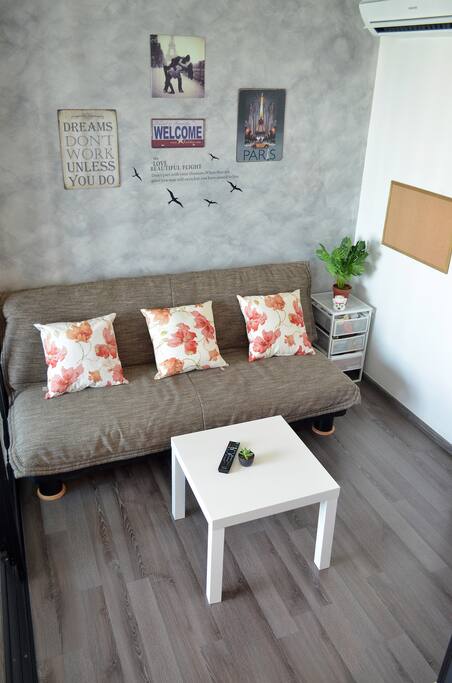comfortable sofa bed and spaces for relaxation