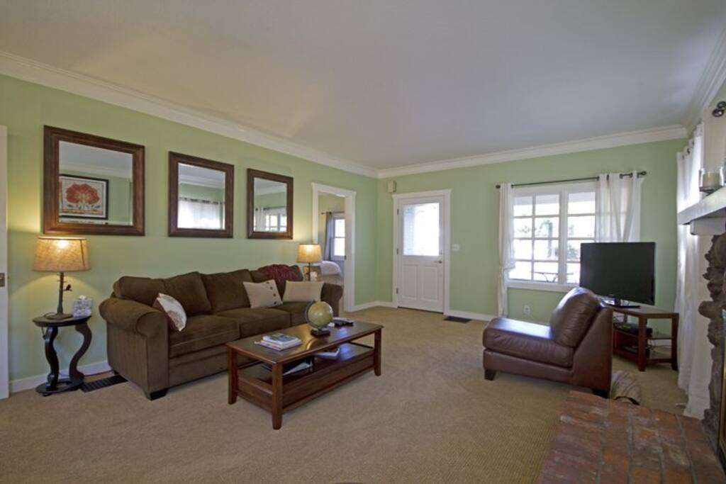 Sofa sleeper in living room, large LCD flat screen with DVD