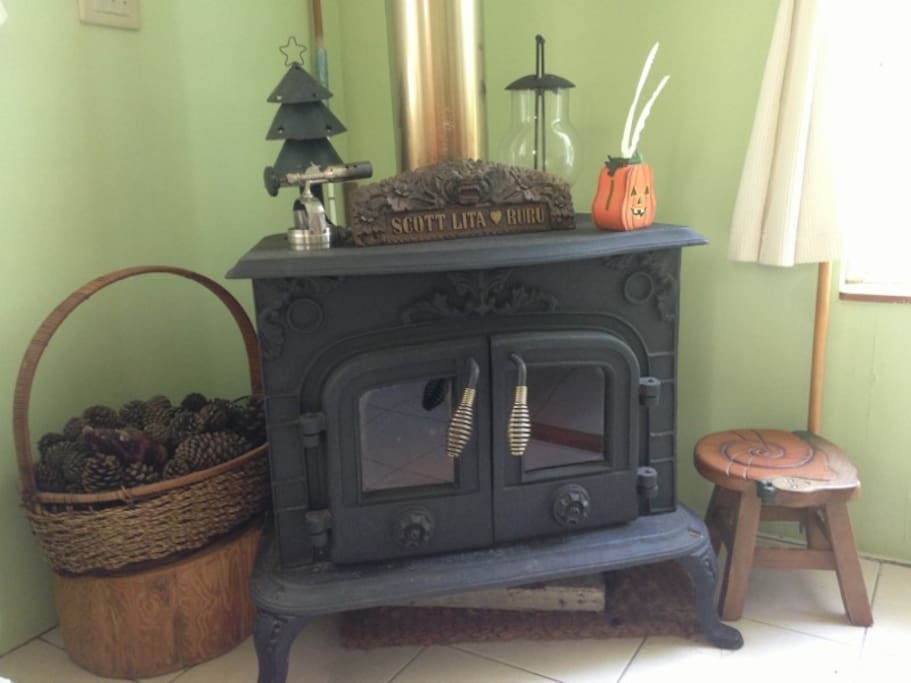 The fireplace in the living room
