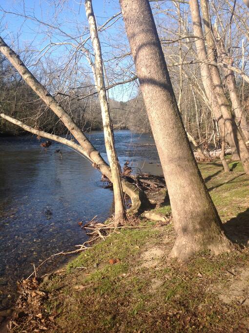 Walk a few steps to the river to read or swim in warm weather