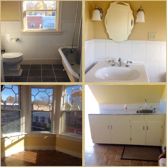 updated bath with clawfoot tub and shower