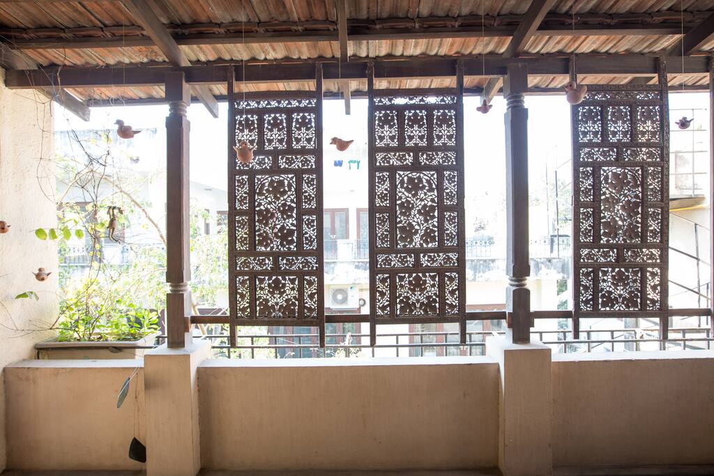 Beautifully carved panels outside the room