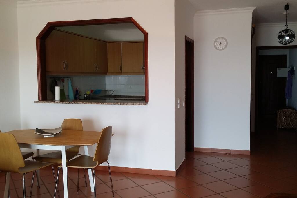 Dining table and kitchen