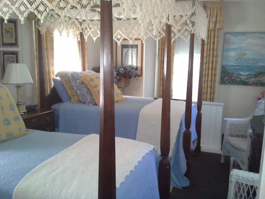 Airy canopy twin bedded room, TV, A/C, WIFI