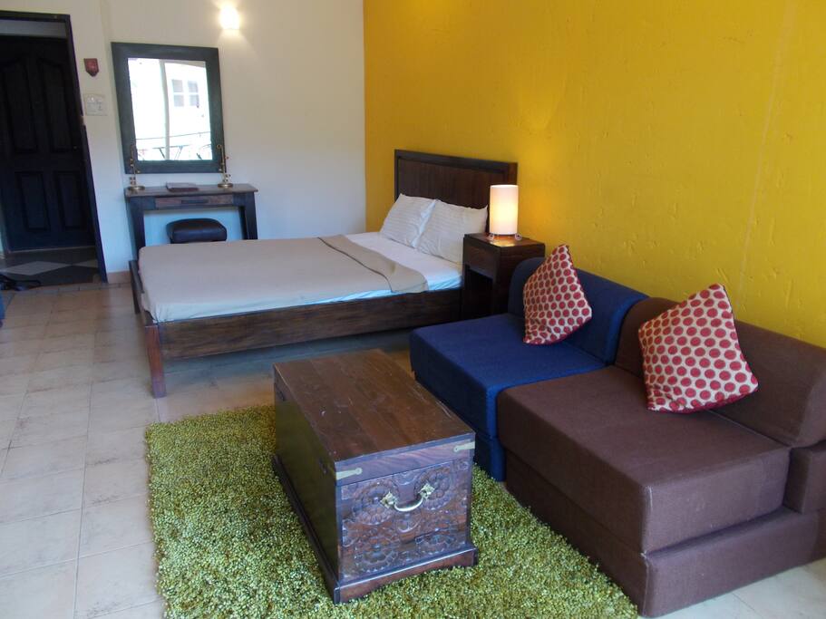 Fold down sofa beds can accommodate 1 extra adult or 2 extra kids