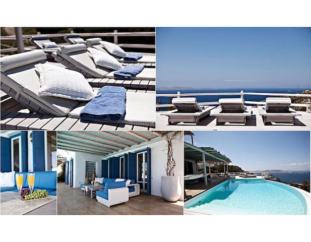 Sunset by an infinity swimming pool