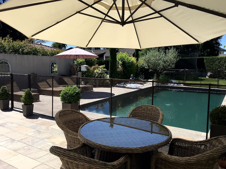 View from Kitchen on to pool