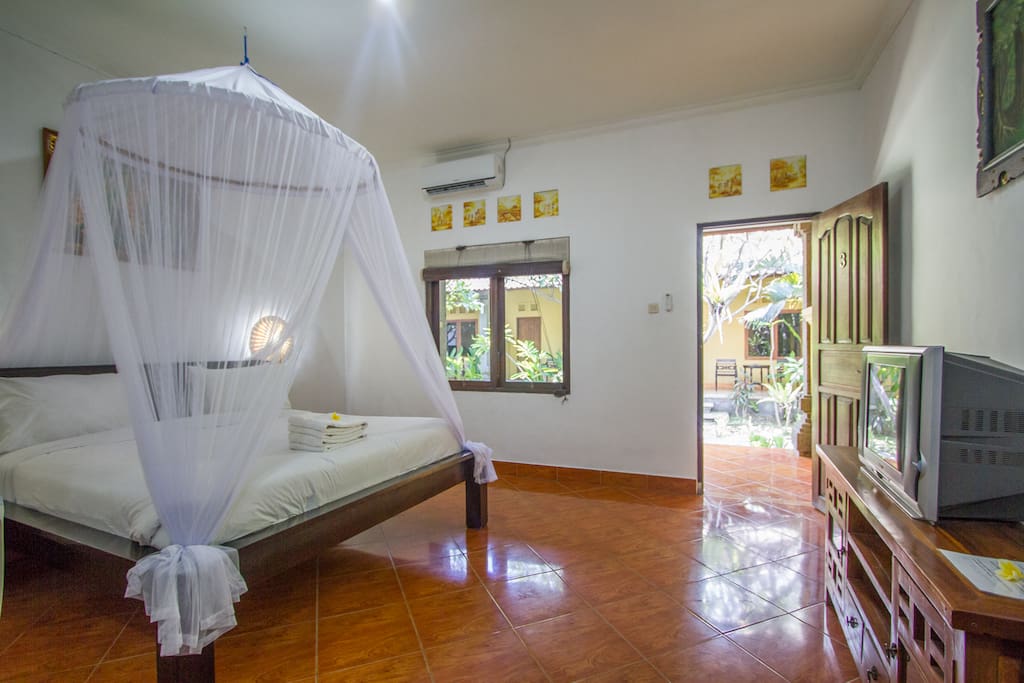Bright bedroom with garden view