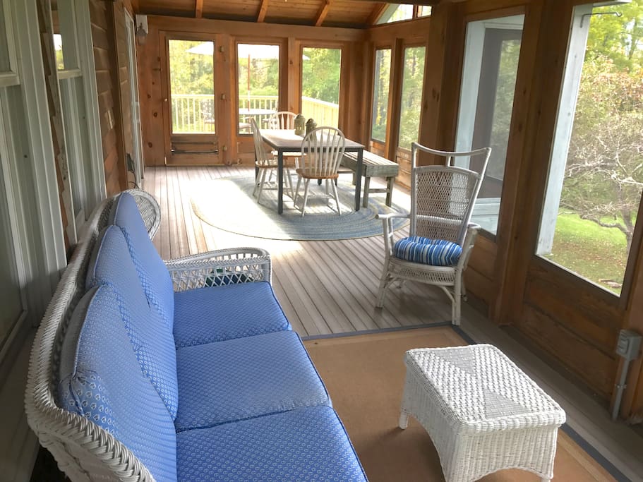 Lounge on the screened-in porch