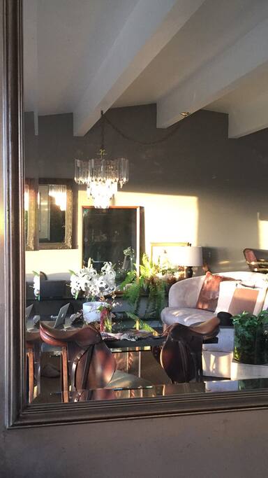 Living room upstairs looking through the mirror