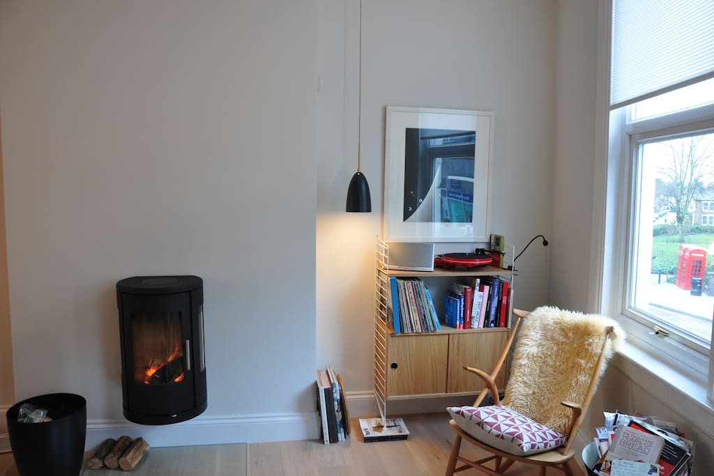 Living room towards fireplace