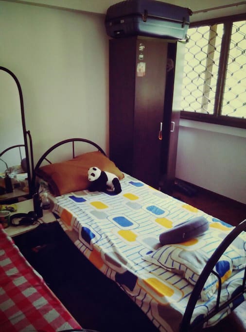 Your bed, it's aircon, with a nice view of the green outside
