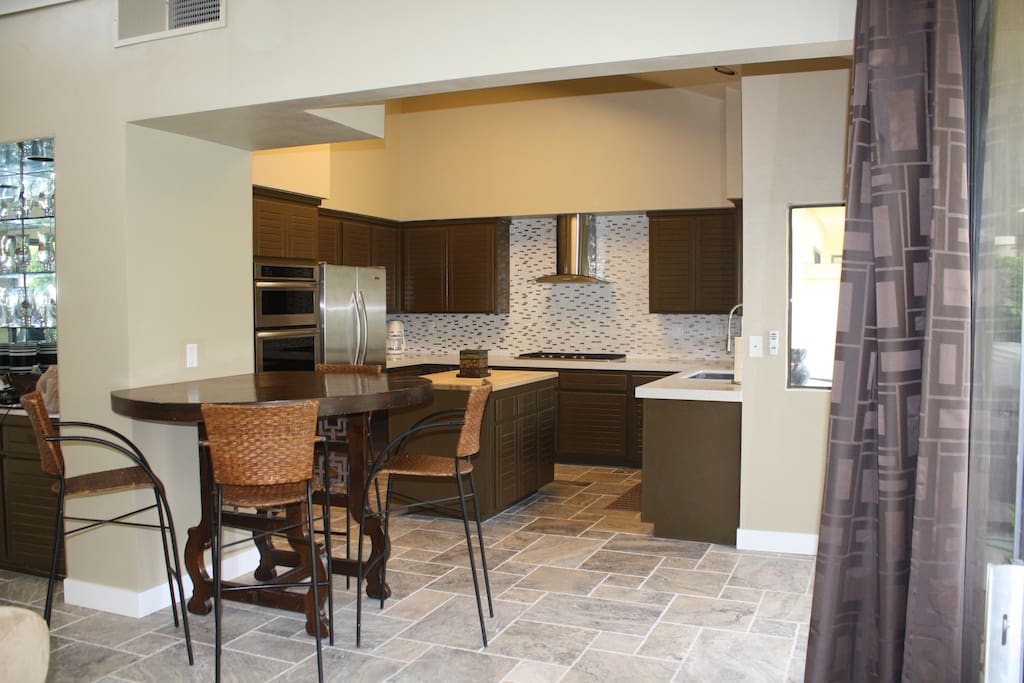 Kitchen opens to family room