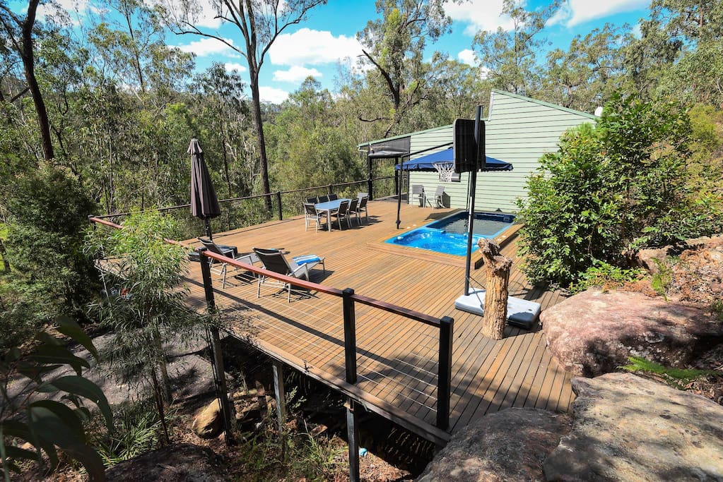 Private deck with swim spa