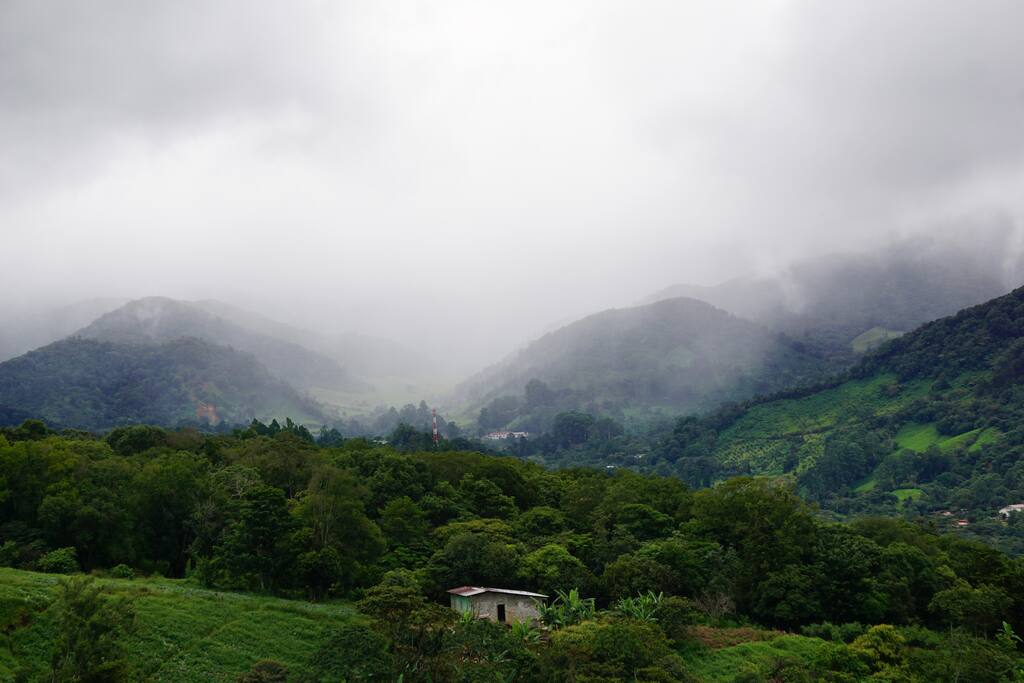 Beautiful view with fog in the distance