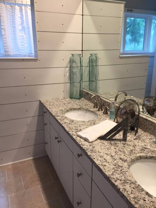 Double vanity with private commode
