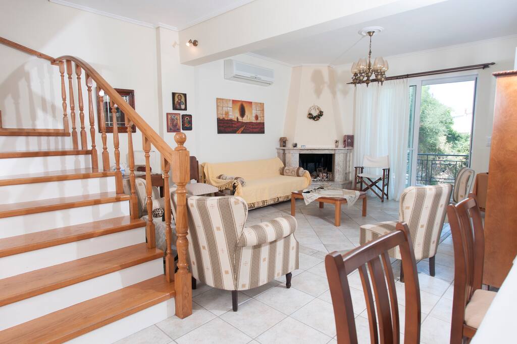 Living room with fireplace