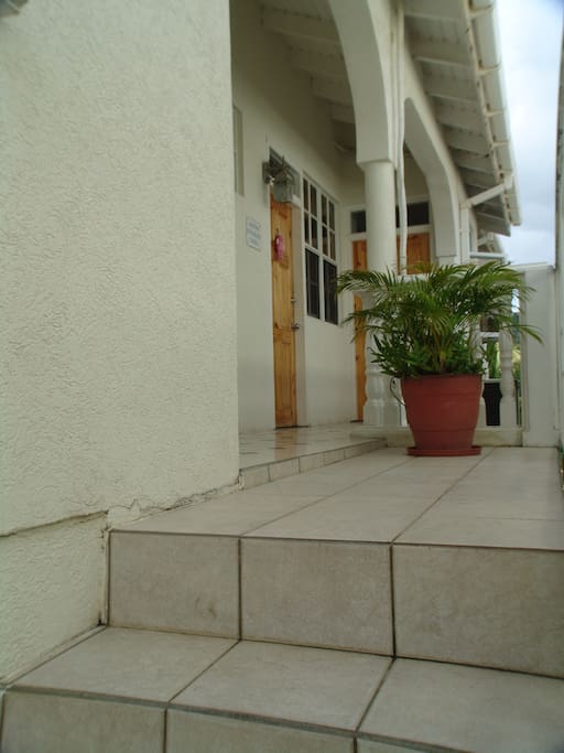 access via a flight of steps to the right