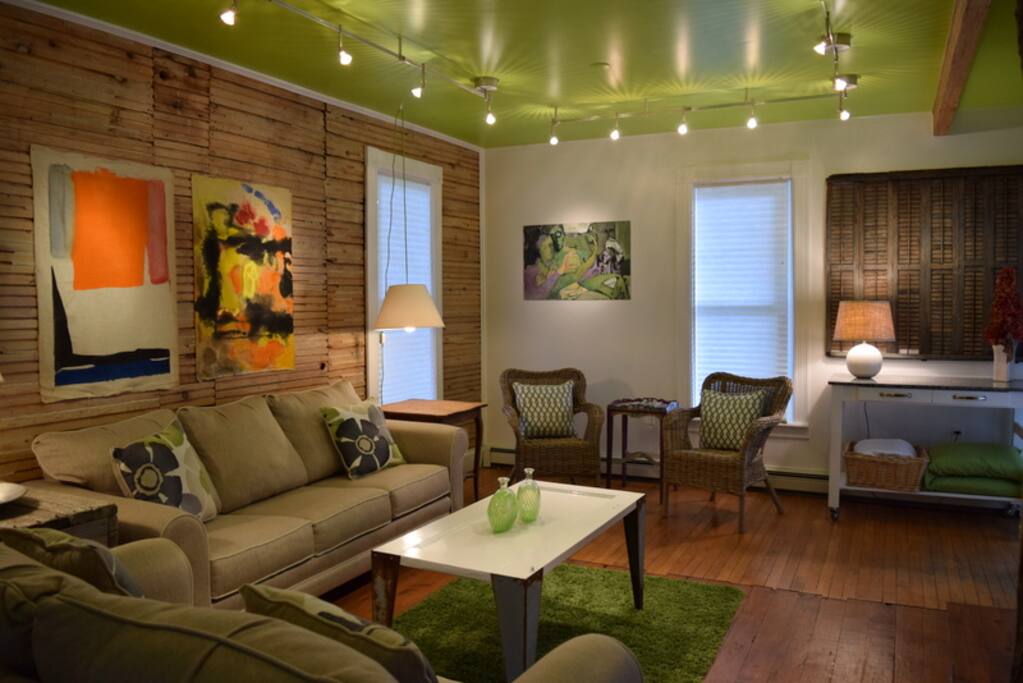 Living area showing sleeper sofa.