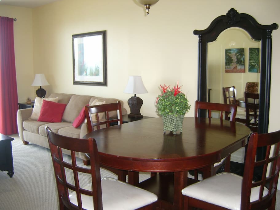 View of dining and family room from the kitchen