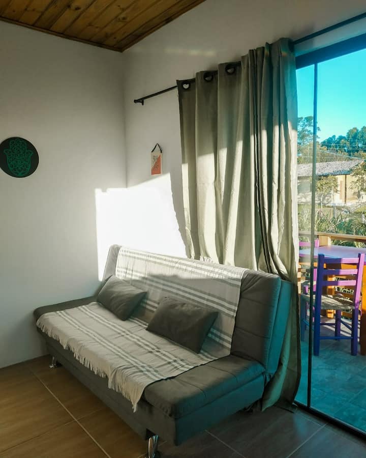 Sofa bed sleeps 2 people. 