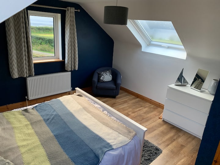 First floor double room with king size bed & view over Lough Foyle