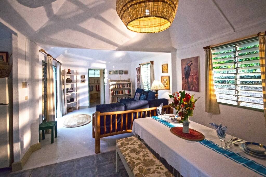 As you enter the dining area is first, the kitchen to your left, the living area leads to the shower room, which leads to the bedroom. The outside balcony is situated in front of the living area