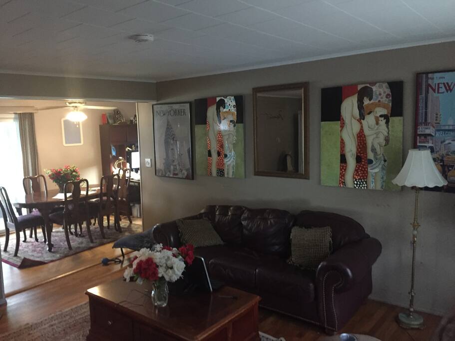 Dining area and living room to watch tv and decompress with massage chair