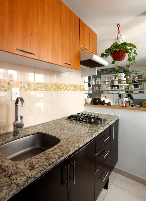Cocina totalmente equipada, apta para cocinar tranquilamente.