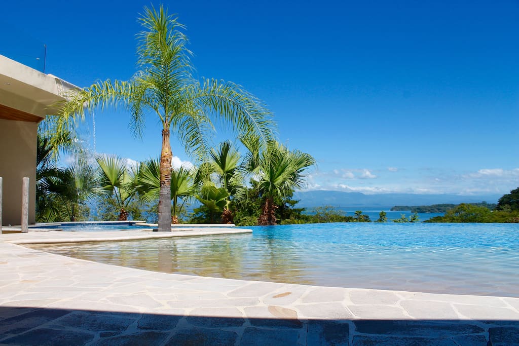 The infinity pool and waterfall make for a beautiful and relaxing experience.